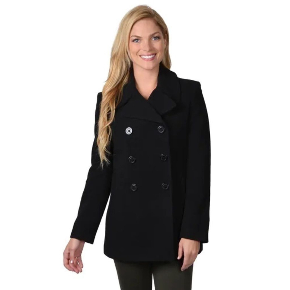 CALVIN Klein Double Breasted Wool Cashmere Pea Coat